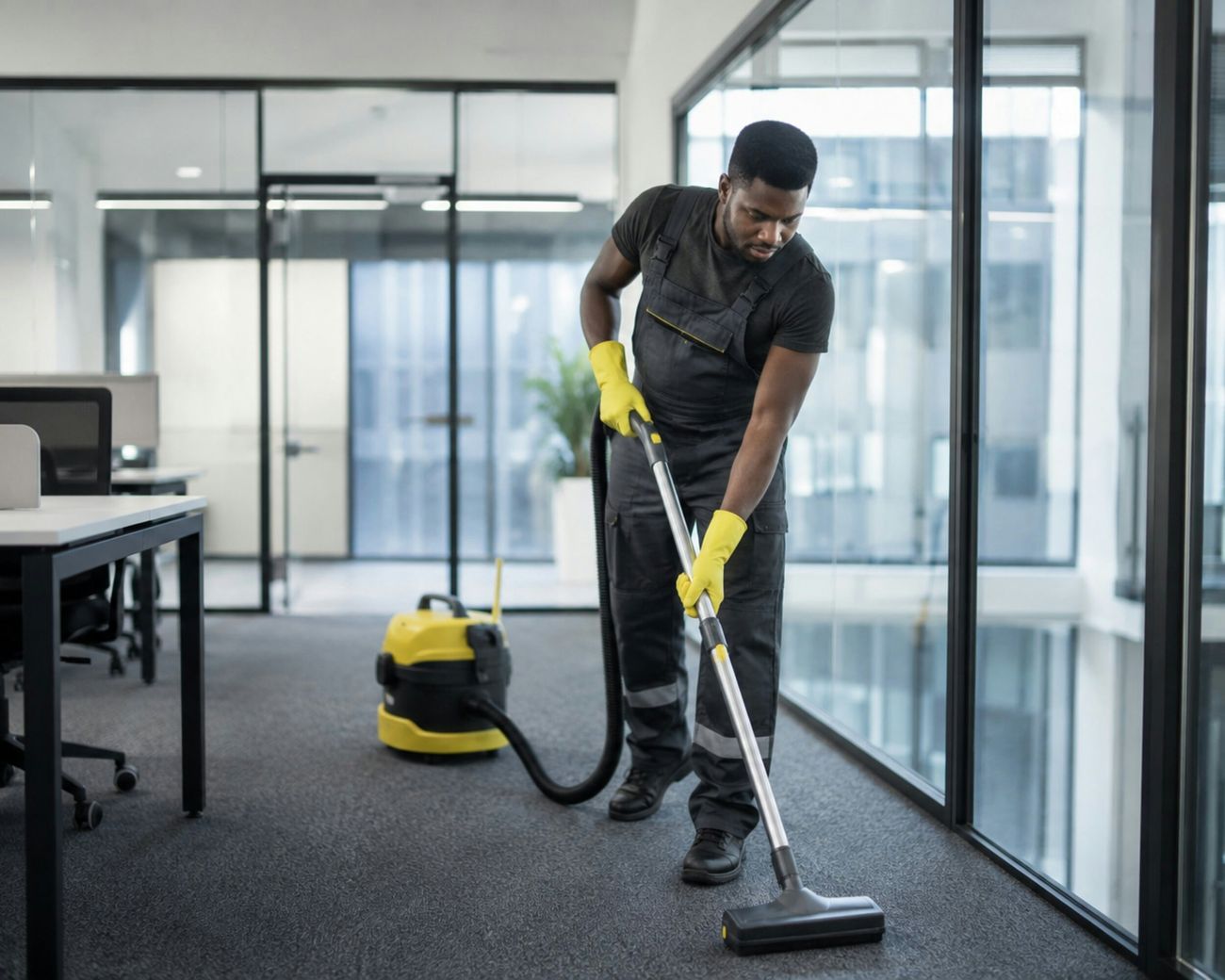 Hot water extraction machine deep-cleaning a carpet — Mega Function carpet cleaning service